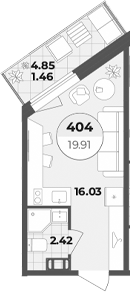 Планировка — Лиговский 127, Студия, 18 м²