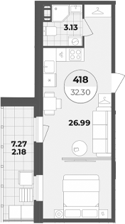 Планировка — Лиговский 127, Студия, 30 м²