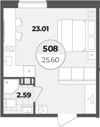 Планировка — Лиговский 127, Студия, 26 м²