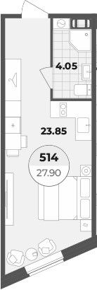 Планировка — Лиговский 127, Студия, 28 м²