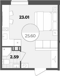 Планировка — Лиговский 127, Студия, 26 м²