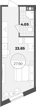 Планировка — Лиговский 127, Студия, 28 м²