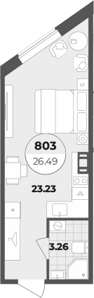 Планировка — Лиговский 127, Студия, 26 м²