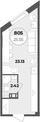 Планировка — Лиговский 127, Студия, 26 м²