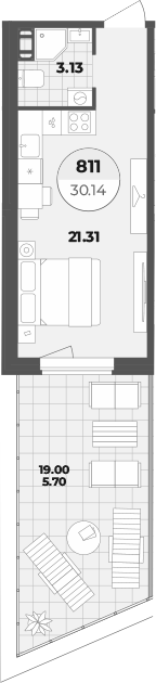 Планировка — Лиговский 127, Студия, 24 м²