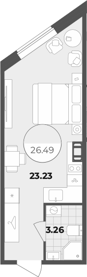 Планировка — Лиговский 127, Студия, 26 м²