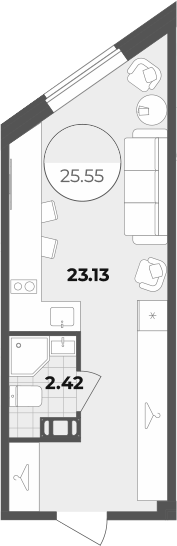 Планировка — Лиговский 127, Студия, 26 м²