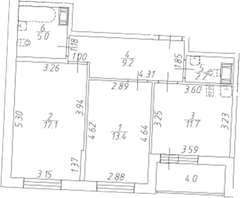 Планировка — Аквилон ZALIVE, 2-комн., 59 м²