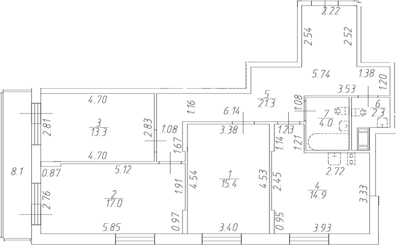 Планировка — Аквилон ZALIVE, 4-комн., 87 м²