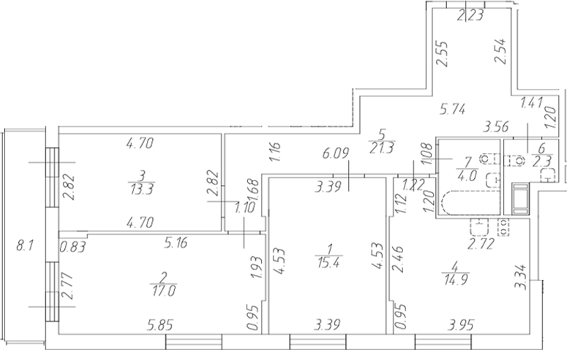 Планировка — Аквилон ZALIVE, 4-комн., 87 м²