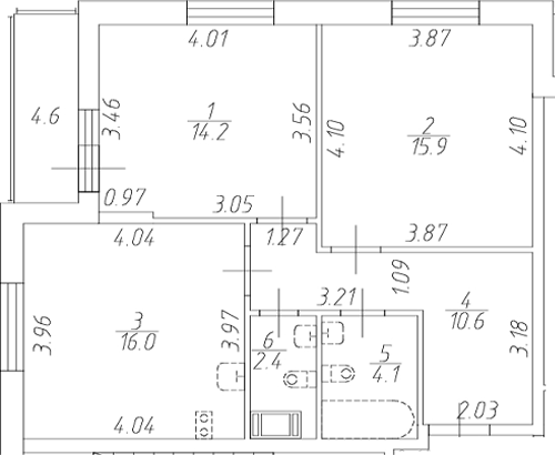 Планировка — Аквилон ZALIVE, 3-комн., 63 м²