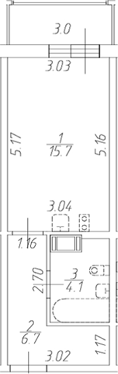 Планировка — Аквилон ZALIVE, Студия, 27 м²