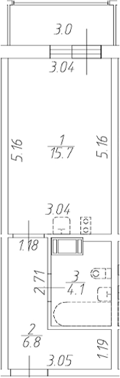 Планировка — Аквилон ZALIVE, Студия, 27 м²