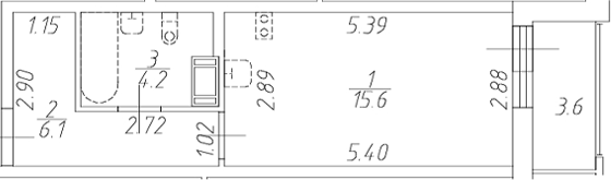 Планировка — Аквилон ZALIVE, Студия, 26 м²