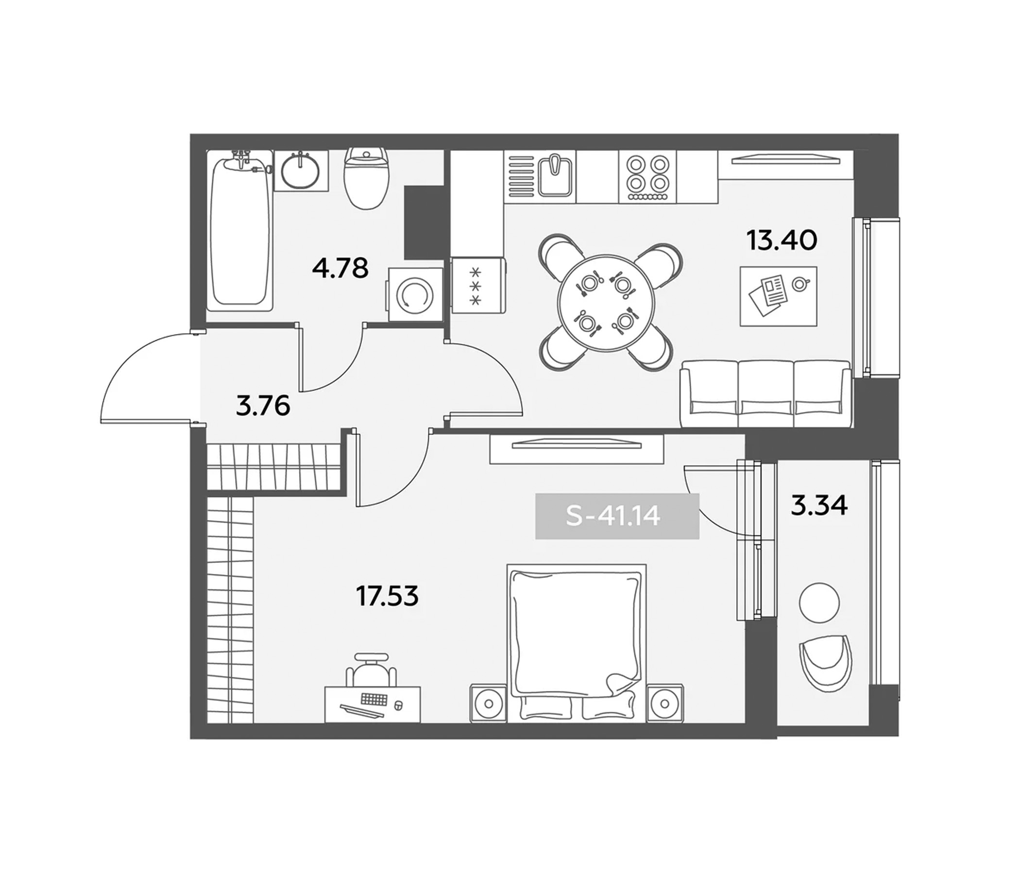 Планировка — Аквилон Ливз, 1-комн., 39 м²
