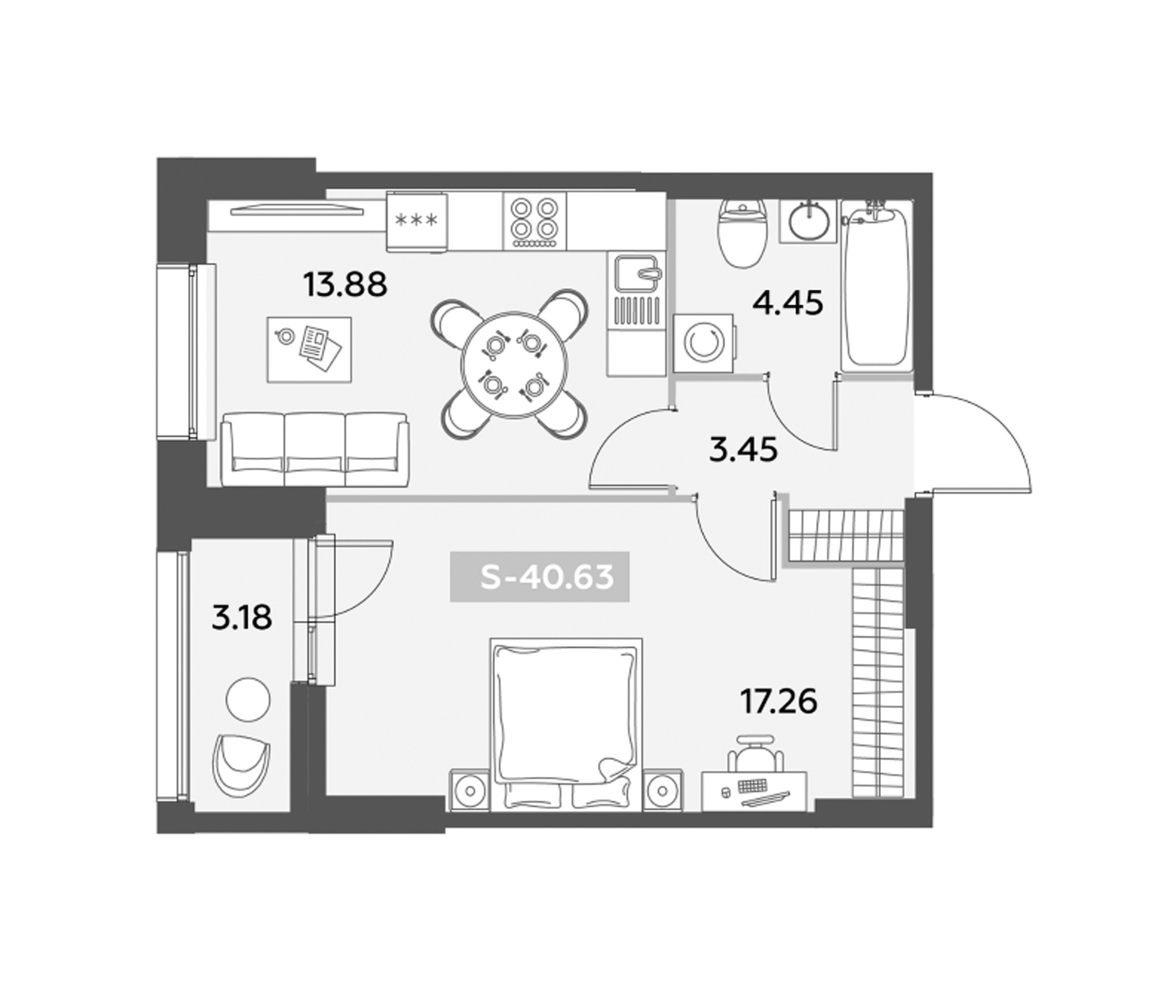 Планировка — Аквилон Ливз, 2-комн., 39 м²