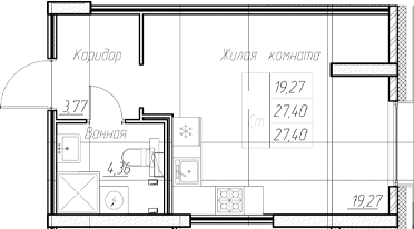 Планировка — Аквилон Ливз, Студия, 27 м²