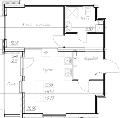 Планировка — Аквилон Ливз, 2-комн., 47 м²