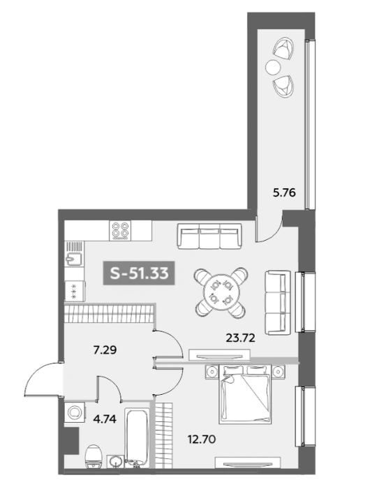 Планировка — Аквилон Ливз, 2-комн., 48 м²