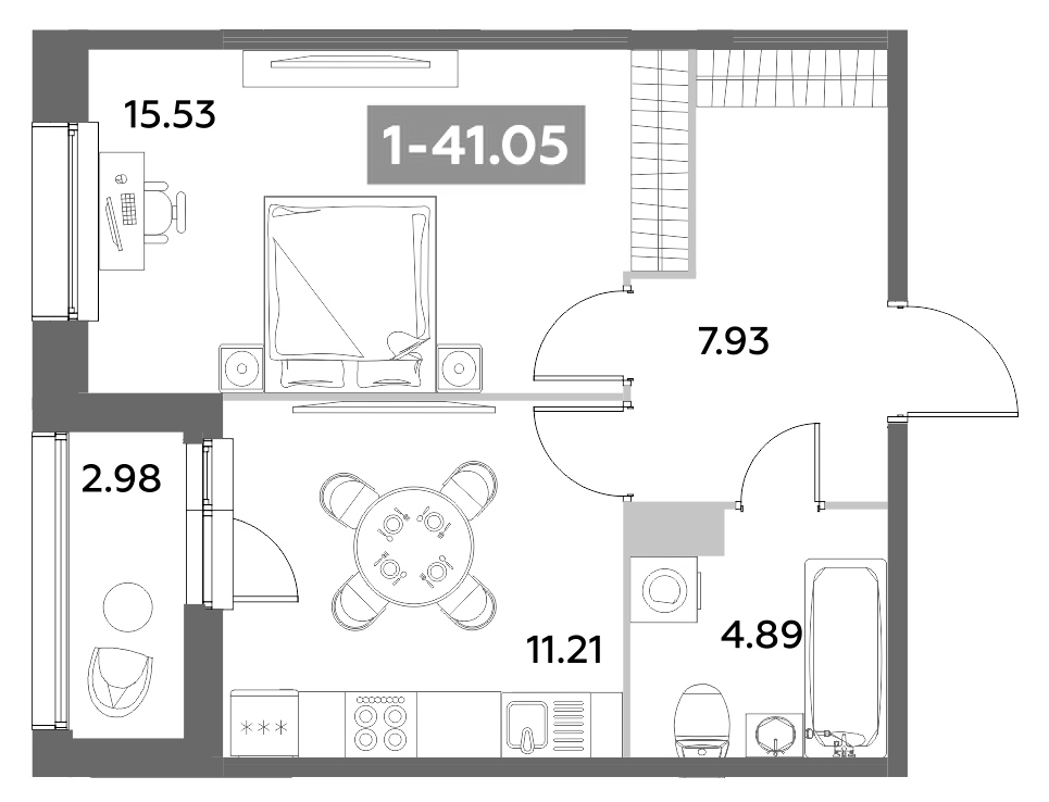 Планировка — Аквилон Ливз, 1-комн., 40 м²