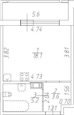 Планировка — Аквилон Ливз, Студия, 27 м²