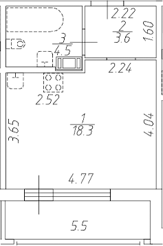 Планировка — Аквилон Ливз, Студия, 26 м²