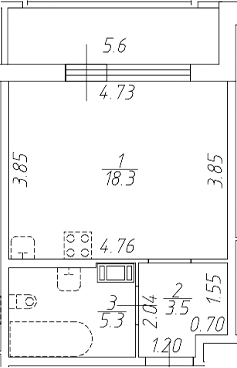 Планировка — Аквилон Ливз, Студия, 27 м²
