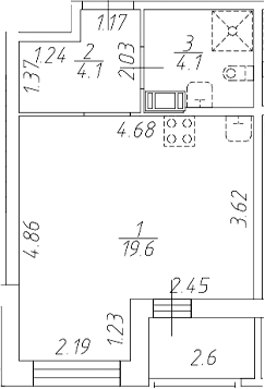 Планировка — Аквилон Ливз, Студия, 28 м²