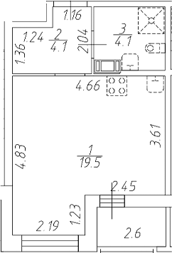 Планировка — Аквилон Ливз, Студия, 28 м²