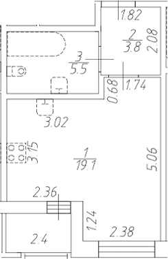 Планировка — Аквилон Ливз, Студия, 28 м²