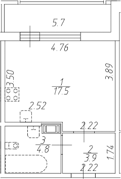 Планировка — Аквилон Ливз, Студия, 26 м²