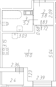 Планировка — Аквилон Ливз, Студия, 28 м²