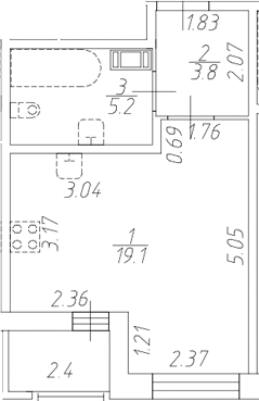 Планировка — Аквилон Ливз, Студия, 28 м²