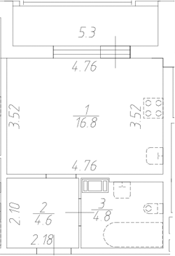 Планировка — Аквилон Ливз, Студия, 26 м²