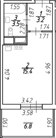 Планировка — Аквилон Stories, Студия, 22 м²