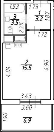 Планировка — Аквилон Stories, Студия, 22 м²