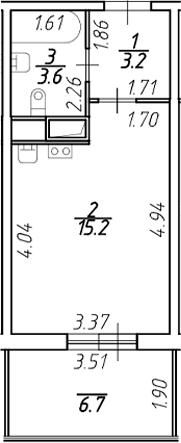 Планировка — Аквилон Stories, Студия, 22 м²