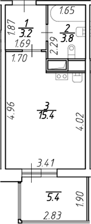 Планировка — Аквилон Stories, Студия, 22 м²