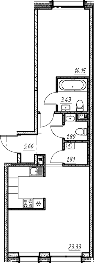 Планировка — Новый Московский, 2-комн., 50 м²