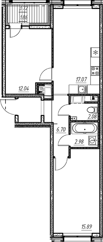 Планировка — Новый Московский, 2-комн., 57 м²