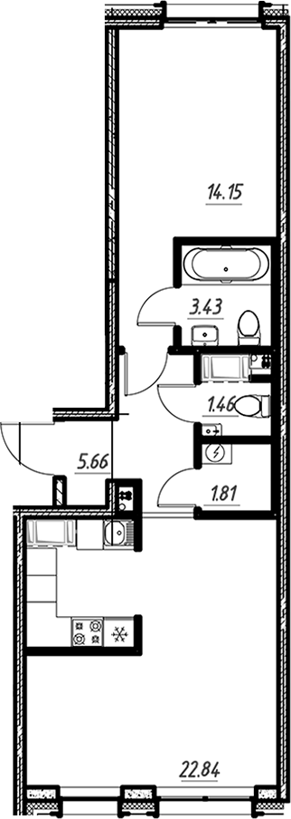 Планировка — Новый Московский, 2-комн., 49 м²