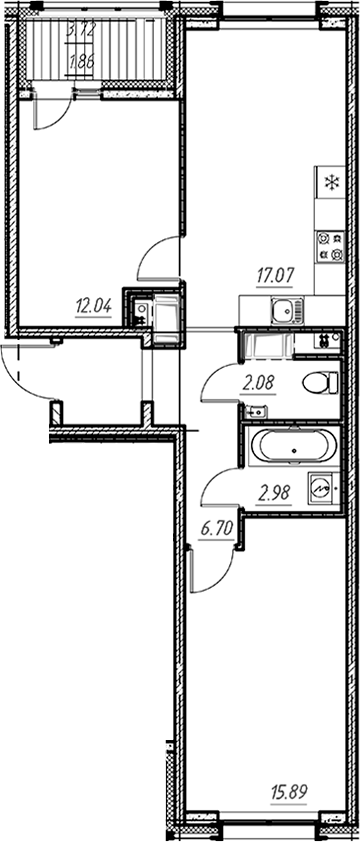 Планировка — Новый Московский, 2-комн., 58 м²