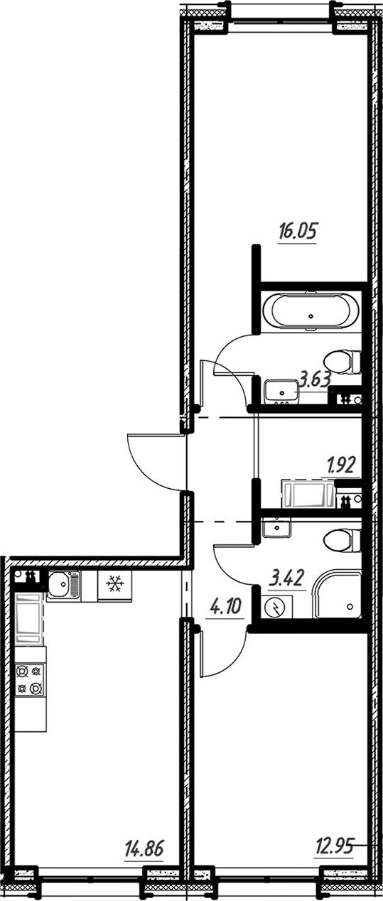 Планировка — Новый Московский, 2-комн., 57 м²