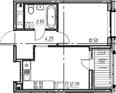Планировка — Новый Московский, 1-комн., 31 м²
