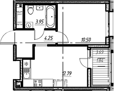 Планировка — Новый Московский, 1-комн., 31 м²