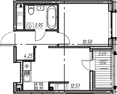 Планировка — Новый Московский, 1-комн., 31 м²