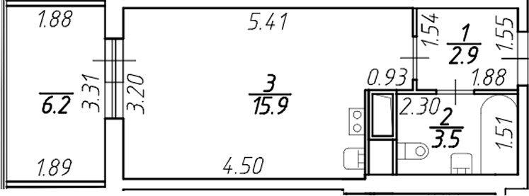 Планировка — Аквилон Stories, Студия, 21 м²