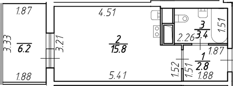Планировка — Аквилон Stories, Студия, 21 м²
