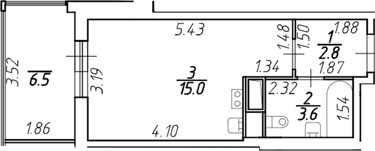 Планировка — Аквилон Stories, Студия, 21 м²