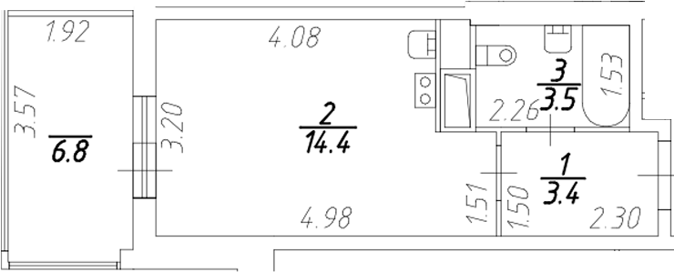 Планировка — Аквилон Stories, Студия, 21 м²